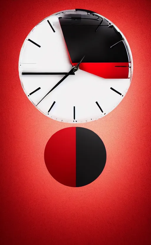 Image similar to a melting Roman numeral clock, behind a red and black gradient background, awith a black heart shaped on the top left corner and a black diamond card shape in the bottom right corner, dynamic lighting, photorealistic fantasy concept art, trending on art station, stunning visuals, cinematic, creative, ultra detailed