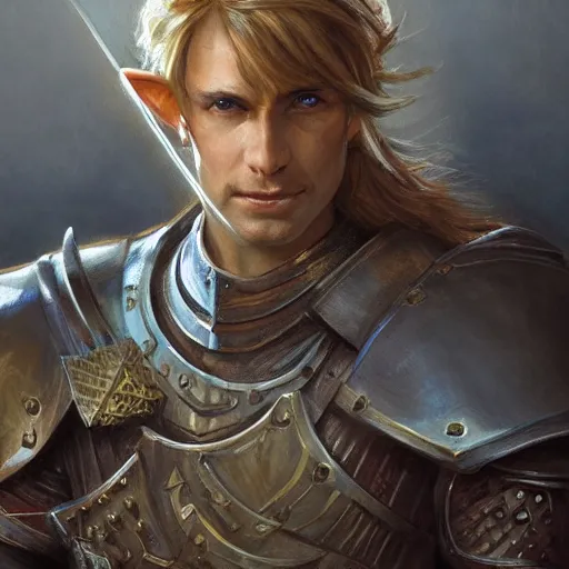 Image similar to link as a realistic fantasy d & d knight, closeup portrait art by donato giancola and greg rutkowski, realistic face, digital art, trending on artstation