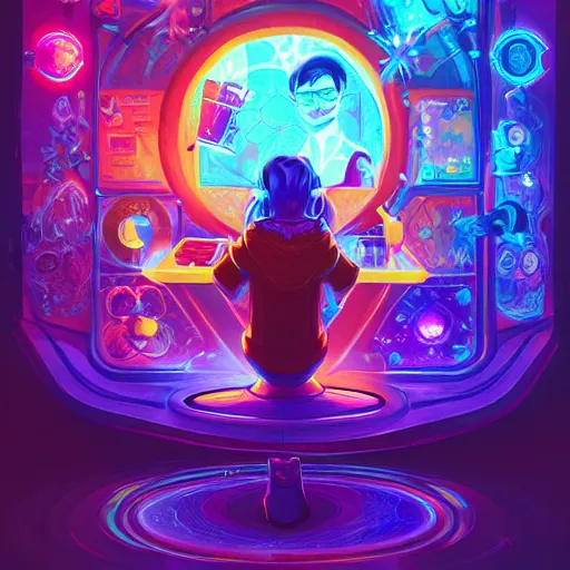 Image similar to skill magic geek inside matrix deepdream radiating a glowing aura stuff loot legends stylized digital illustration video game icon artstation lois van baarle, ilya kuvshinov, rossdraws,