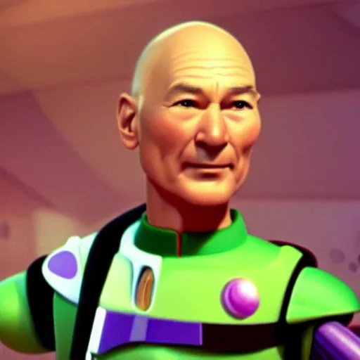 Image similar to patrick stewart as the real buzz lightyear