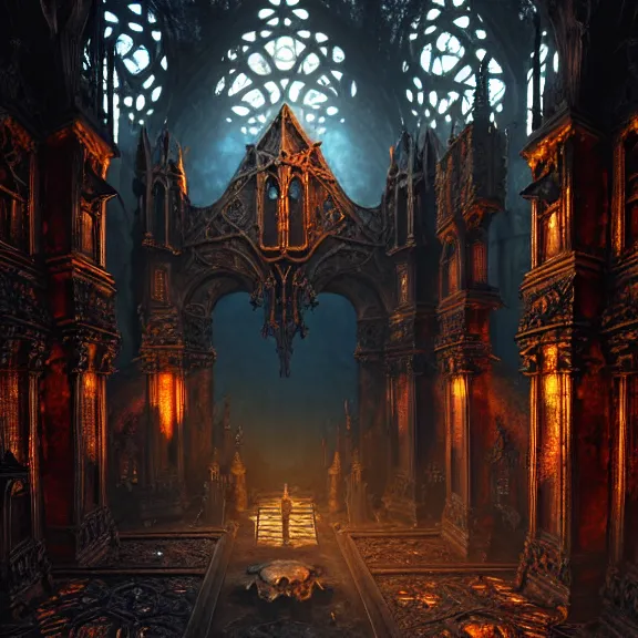 Image similar to steam necropolis, memento mori, gothic, neo - gothic, art nouveau, hyperdetailed copper patina medieval icon, stefan morrell, philippe druillet, ralph mcquarrie, concept art, steampunk, unreal engine, detailed intricate environment, octane render, moody atmospherics, volumetric lighting, ultrasharp, ominous, otherworldly