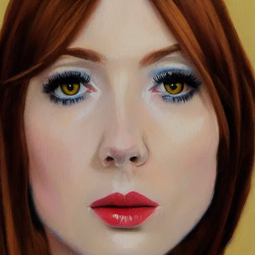 Prompt: Karen Gillan, oil painting, portrait