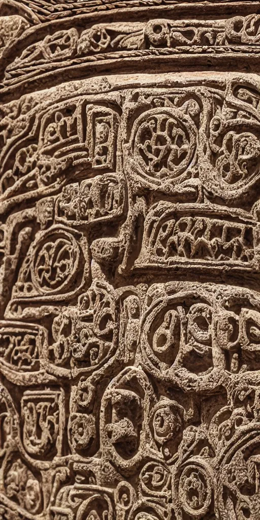 Prompt: detailed photo of ancient bus in museum, photorealism, aztec culture, intricate detail, museum diffuse lighting