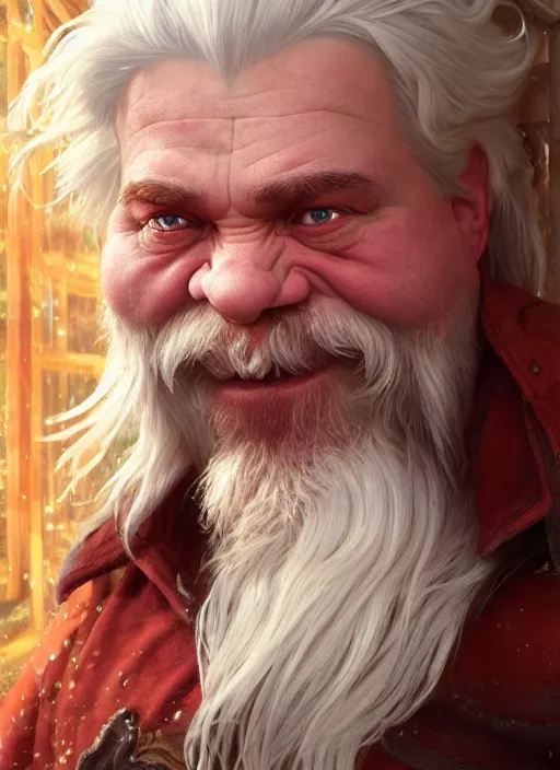 Prompt: relaxed dwarf with white hair, red iris, long beard, pale snow white skin, full body character portrait, colorful, octane render, unreal engine, studio lighting, photorealistic, digital art by greg rutkowski and alphonse mucha, and artgerm