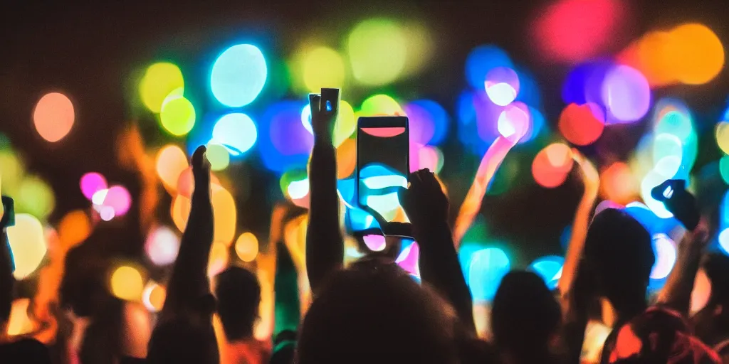 Prompt: group of people standing and sitting in a dark room, illuminated by the different color of screen of their smartphones. partecipating in a social game. home setting, dark environment, picture taken with smartphone camera, iphone camera, 4K, highly detailed, vibrant colors