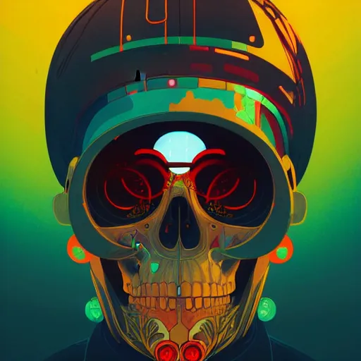 Prompt: a beautiful painting of a cyberpunk blindfolded skull by sachin teng and pascal blanche and alphonse mucha! and nekro! and josan gonzalez!. in style of vector art. film noirs, akira, brush stroke, vibrating colors, hyper detailed. octane render. trending on artstation