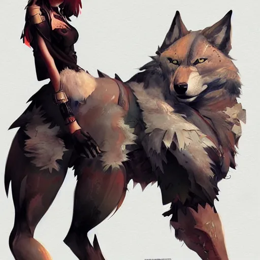 Prompt: concept art of anthropomorphized wolf fullbody, night theme, highly detailed painting by dustin nguyen, akihiko yoshida, greg tocchini, 4 k, trending on artstation, 8 k