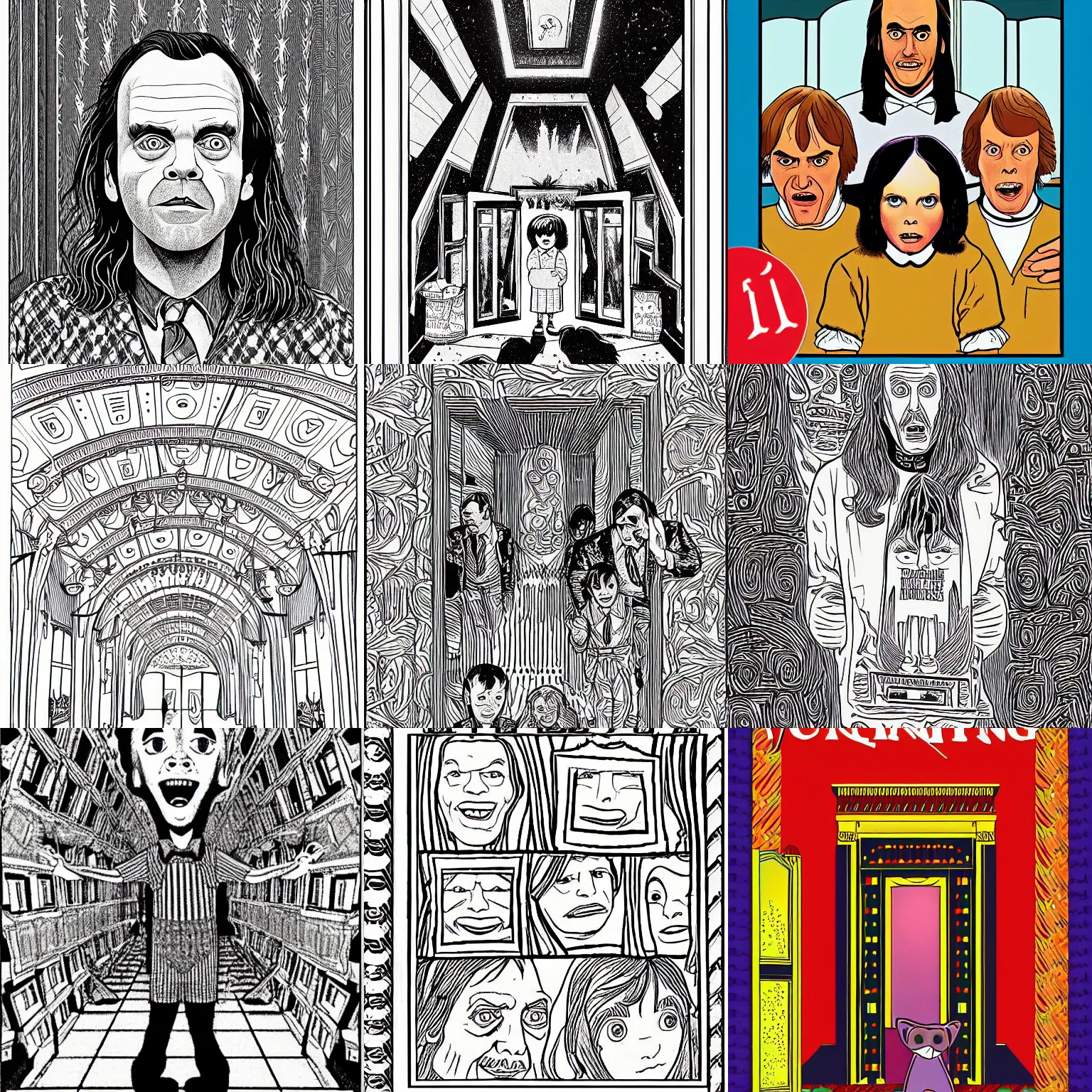 Prompt: The Shining (1980) Coloring Book for Kids, EPub scan