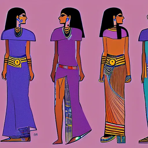 Image similar to egyptians wearing modern day clothes, digital art