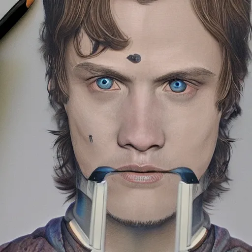 Image similar to anakin skywalker portrait in the alien dimension : : photorealistic sci - fi detailed intricate face details ultradetailed ultra - realistic by hieronymus bosch and james jean