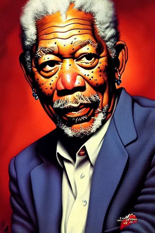 Prompt: morgan freeman portrait by gil elvgren and norman rockwell and rob gonsalves and hajime sorayama, hyperrealistic, high detail, ultra detailed, highly detailed face, ruffled fabric