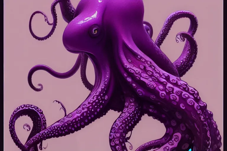 Purple octopus, elegant, intricate, retrofuturistic