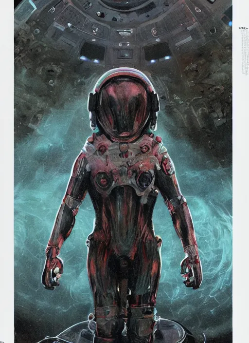 Image similar to astronauts in dark and empty void underwater - complex and hyperdetailed technical suit. reflection and dispersion materials. rays and dispersion of light. volumetric light. 5 0 mm, f / 3 2. noise film photo. flash photography. ultra realistic, wide angle. poster by wayne barlowe, hajime sorayama aaron horkey, craig mullins