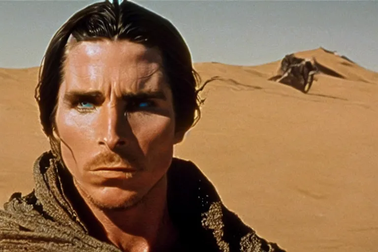 Prompt: film still of Christian Bale as Feyd-Rautha in Dune 1965