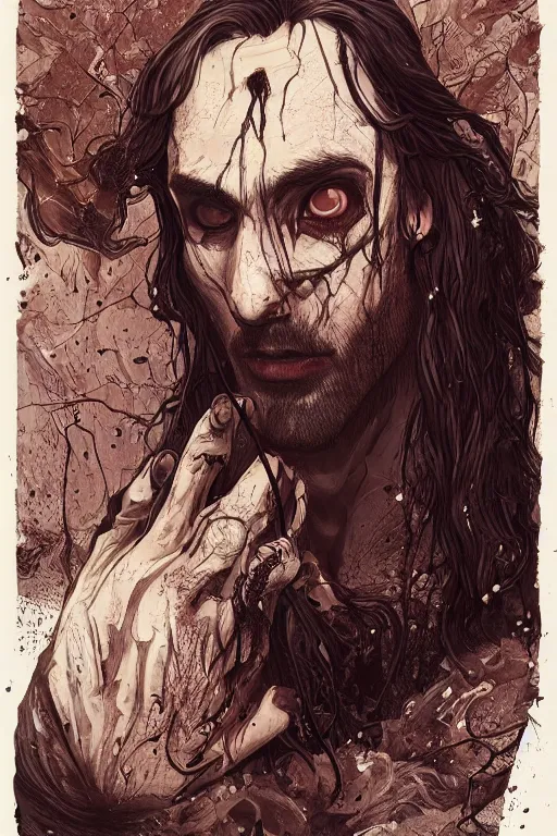 Image similar to tom sturridge as dream in sleepy hollow, full body, big two toned eyes, teeth gritted, horror, intricate details, cinematic, epic, realistic, anatomy, tomer hanuka, uplight, artstation, photorealistic, scary