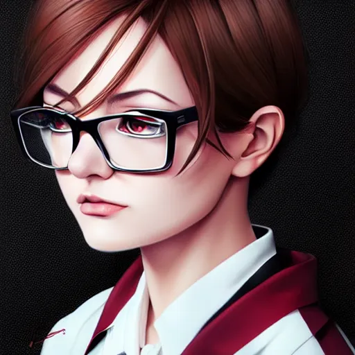 Prompt: A woman wearing glasses, Artgerm, Kuvshinov Ilya,