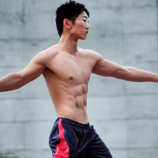 Prompt: a beautiful athletic korean male