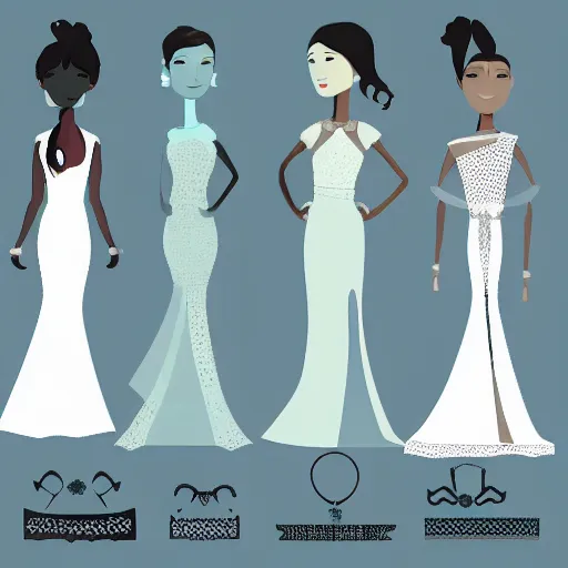 Prompt: women avatar minimalist wearing marriage dress,