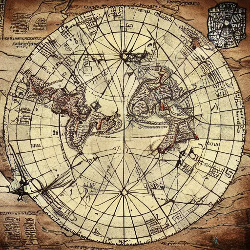 Prompt: ancient navigation map, illustration
