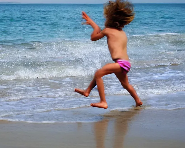 Image similar to children playing at the beach, action photography, cdx