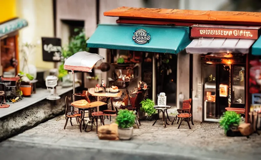 Image similar to mini cafe diorama macro photography, ambient, atmospheric photograph