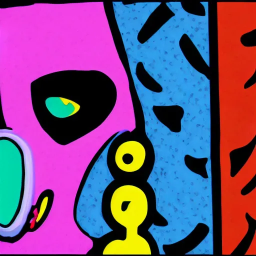 Image similar to ghostface from Scream (1996 film) in the style of Lisa Frank