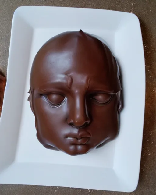 Prompt: the david by michelangelo made of chocolate cake