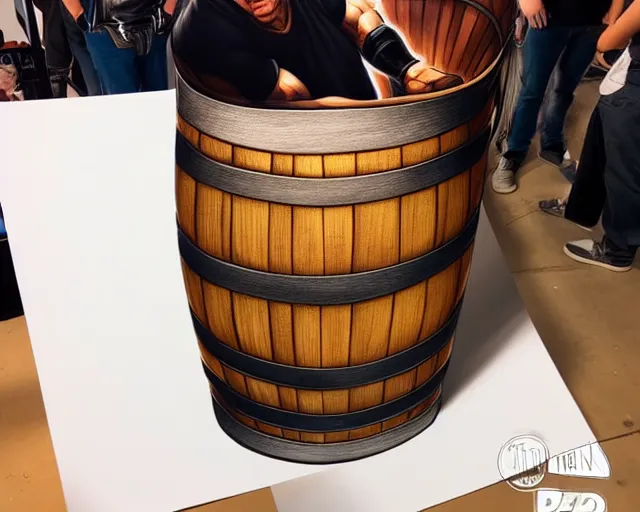 Image similar to a barrel of vin diesel. art by artgerm. highly detailed 8 k. intricate. lifelike. soft light. nikon d 8 5 0.