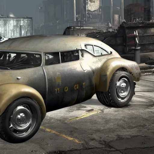 Image similar to fallout 3 concept art car render ultra unreal engine 5