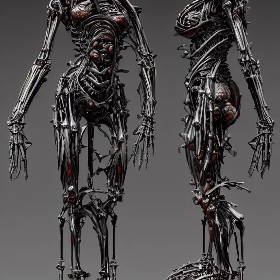 Image similar to highly detailed full body picture of a biomechanical statue, grotesque, bizarr, fleshy, character art, studio lightning, dark colors, intricate, masterpiece, photorealistic, hiperrealistic, sharp focus, high contrast, Artstation HQ, DeviantArt trending, 4k UHD, Unreal Engine 5