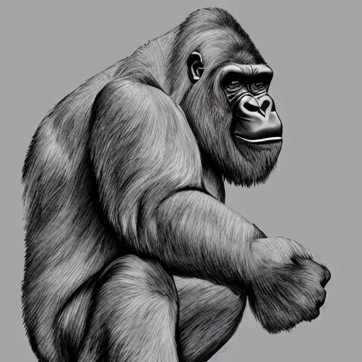 Prompt: a gorilla at the gym training his muscles, muscled gorilla training at the gym, perfect high resolution, award winning art, highly detailed, trending on art station