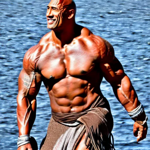 Image similar to Dwayne Johnson as a Greek god