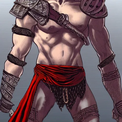 Prompt: concept art kratos the god of war wearing fishnet stockings outside of a biker bar