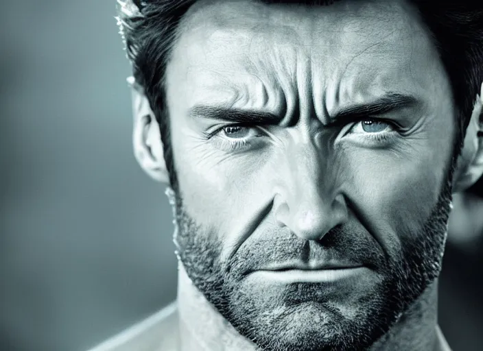 Image similar to portrait of Hugh Jackman as Wolverine, cinematic lighting, BACKLIGHTING, artstation