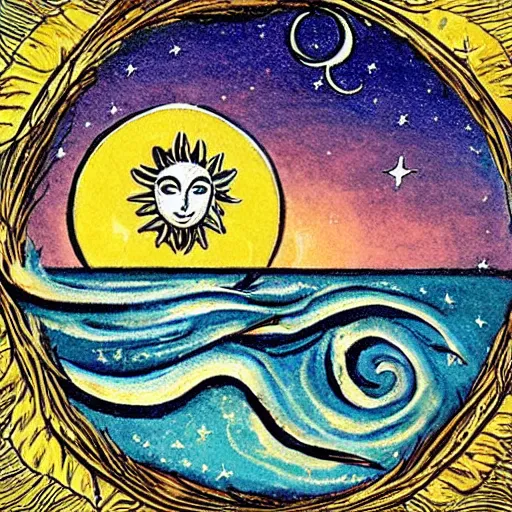 Prompt: we are sun and moon, dear friend ; we are sea and land.