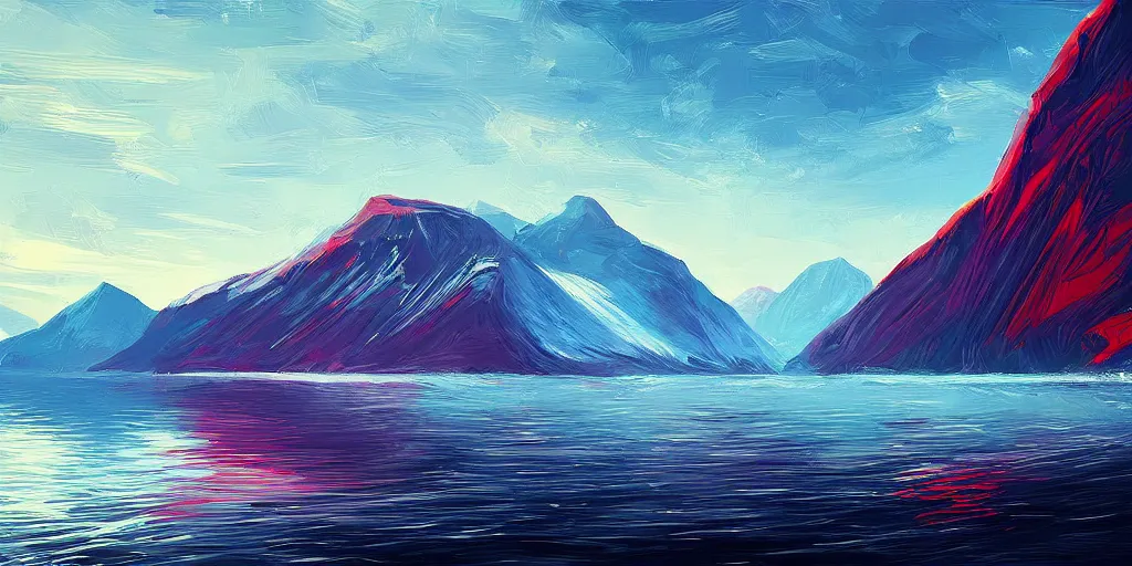 Image similar to the fjords of norway by alena aenami, petros afshar speedart