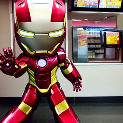 Image similar to Iron Man working at McDonalds