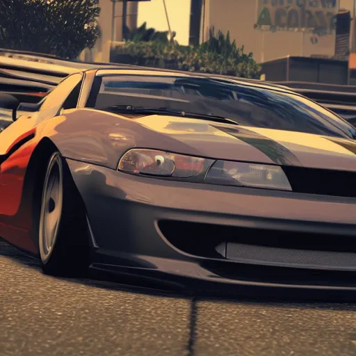 Image similar to Ricer Car in GTA 5, cover art by Stephen Bliss, boxart, loading screen
