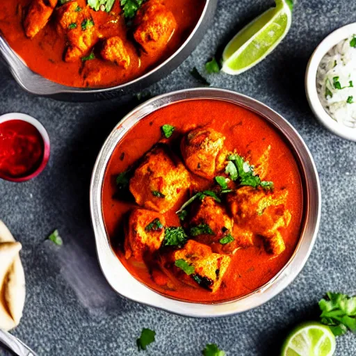 Prompt: high resolution photo of chicken tikka masala, michelin star, very tasty, food photography, instagram, trending