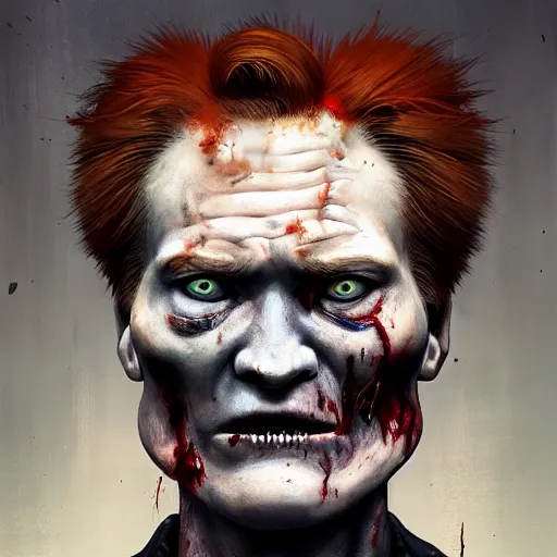 Prompt: color head portrait of conan o'brien as a zombie, 7 days to die zombie, gritty background, fine art, award winning, intricate, elegant, sharp focus, cinematic lighting, digital painting, 8 k concept art, art by michael hussar, art by brom, art by guweiz and z. w. gu, 8 k