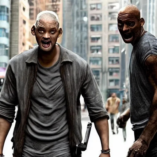 Image similar to Will Smith as a monster from the movie I am legend, realistic, photo, hyperdetailed