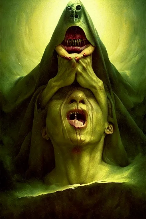 Image similar to hieronymus bosch, greg rutkowski, anna podedworna, painting of i have no mouth but i must scream