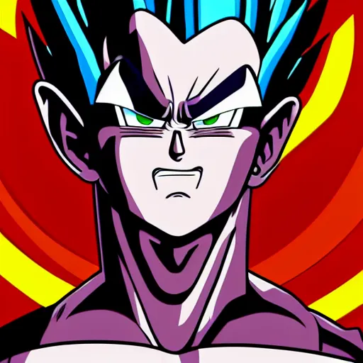 Image similar to a detailed portrait of Vegeta as a vampire in the style junji ito and lisa frank