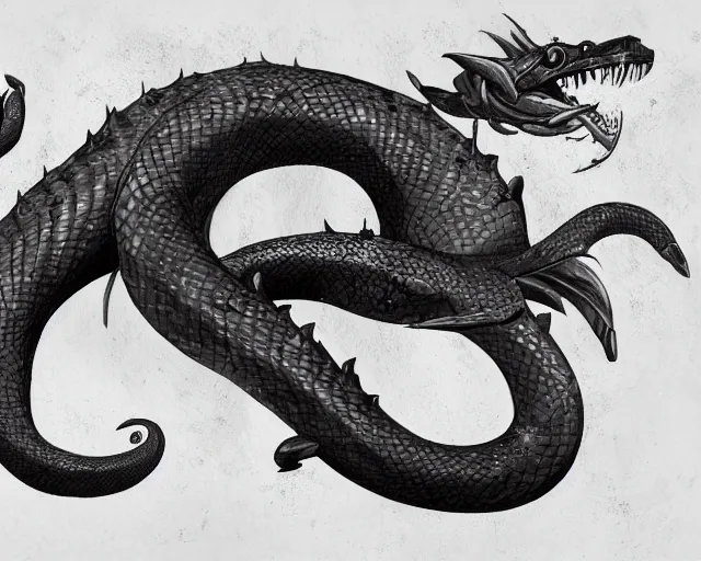 Image similar to sea of thieves animal boss character concept art for a gigantic sea serpent snake leviathan, cgsociety, trending on artstation, rare ltd,