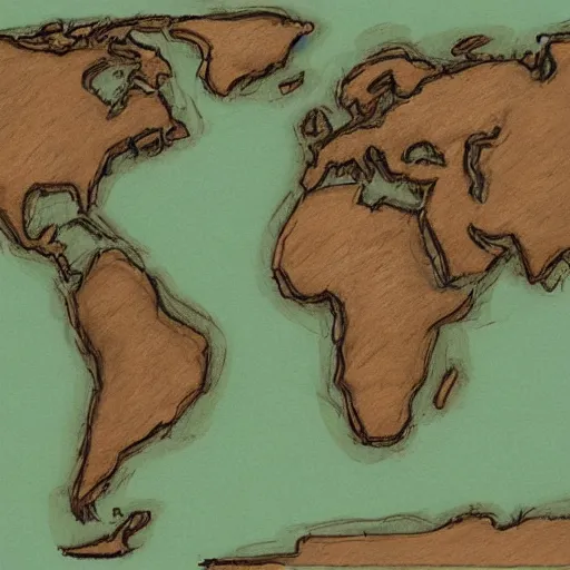 Prompt: earth, world map sketch in full image, trending on artstation, cgsociety