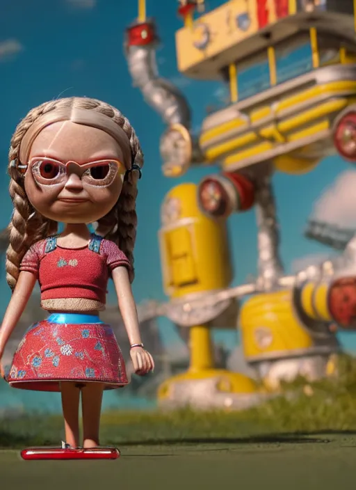 Image similar to highly detailed closeup, profile portrait of a tin toy tin toy greta thunberg bikini mini - skirt, unreal engine, nicoletta ceccoli, mark ryden, earl norem, lostfish, global illumination, detailed and intricate environment