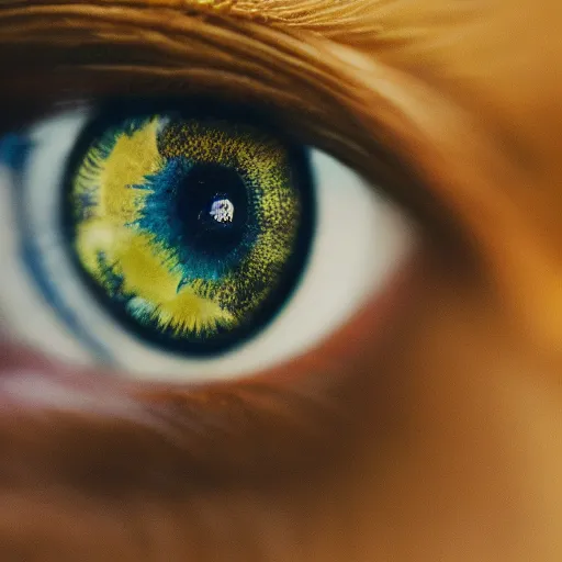 Prompt: beautiful eyes, colorful iris, macro photograph