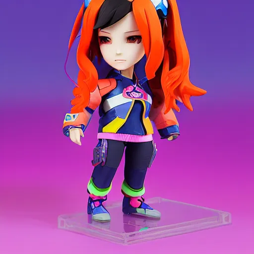 Prompt: waking dream, d. va from overwatch wearing orange ektachrome bomber jacket, nendroid, craig mullins style