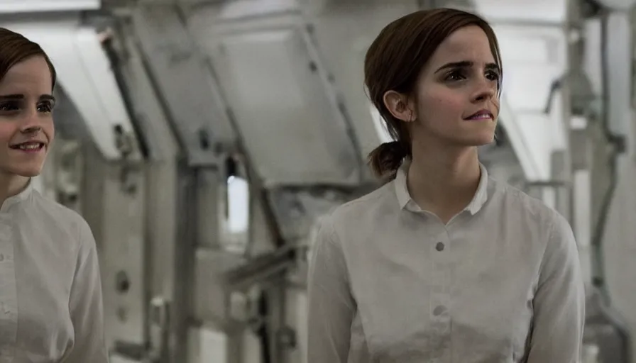 Prompt: a still of emma watson in interstellar (2015), cinematic, extremely detailed, smiling, space