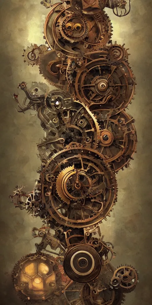 Image similar to machine heart, cogwheels, mechanical, photorealistic, high detail, steampunk - style by esao andrews, artstation, illustration